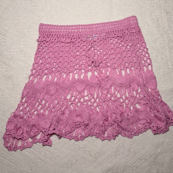 India Boutique Pink Crochet Skirt Coverup - Picture 2 of 3